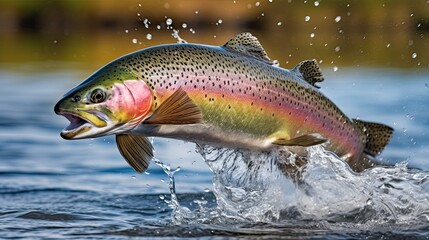Rainbow trout jumping © neirfy