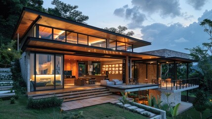 Fototapeta premium Architecture and Interior Design: Modern architecture, interior design trends, and cozy home environments.