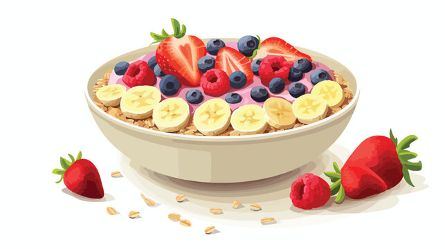 A refreshing fruit smoothie bowl topped with granol