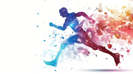 Geometric running man in vector on white background