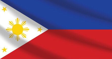 Flat Illustration of the Philippines national flag. Philippines flag design. Philippines wave flag.
