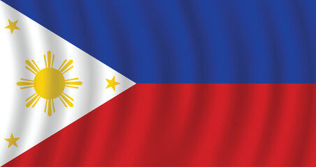 Flat Illustration of the Philippines national flag. Philippines flag design. Philippines wave flag.
