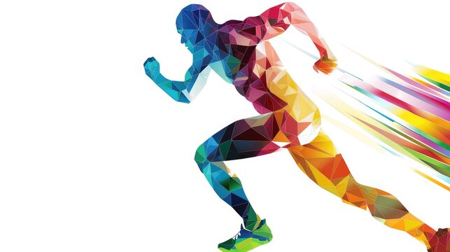 Geometric running man in vector on white background