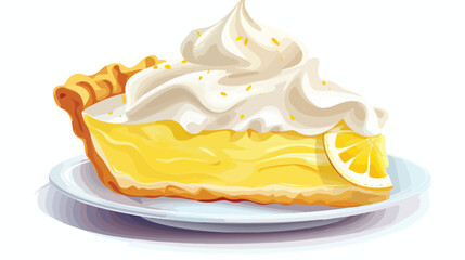 A slice of classic lemon meringue pie with a tangy - obrazy, fototapety, plakaty