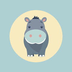 Cute hippo cartoon design vector illustration