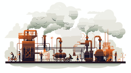 A steampunk factory belching smoke and steam  - obrazy, fototapety, plakaty
