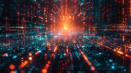 Obraz premium Quantum computing visualization, qubits, abstract tech