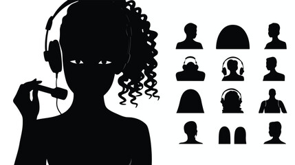 Black Female Operator pictogram with bonus 2017 tree - obrazy, fototapety, plakaty