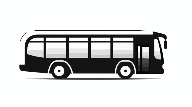 Bus  sillouette icon flat vector isolated on white