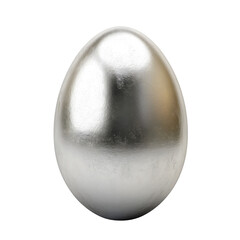 silver egg isolated on transparent background Generative Ai