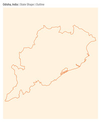 Odisha, India. Simple vector map. State shape. Outline style. Border of Odisha. Vector illustration.