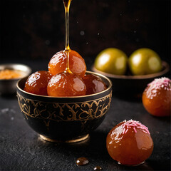 Tasty Gulab Jamun, Indian sweet dessert