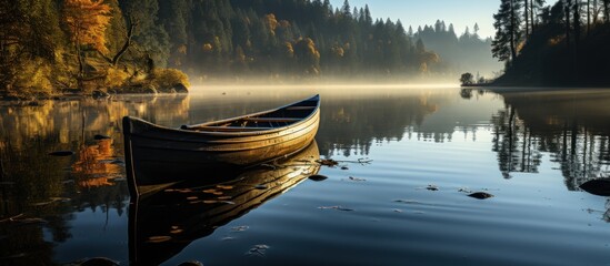 canoe lying in the lake