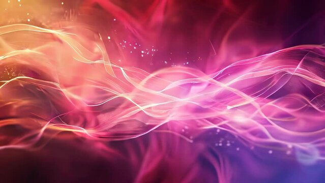 Abstract background with dynamic waves, lines and particles.