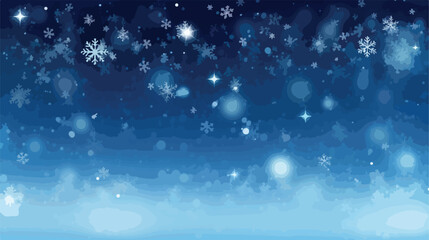 Falling snowflakes on night sky white background