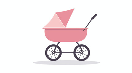 Fototapeta na wymiar Flat baby carriage vector icon. silhouette icon flat