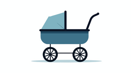 Flat baby carriage vector icon.  silhouette icon flat