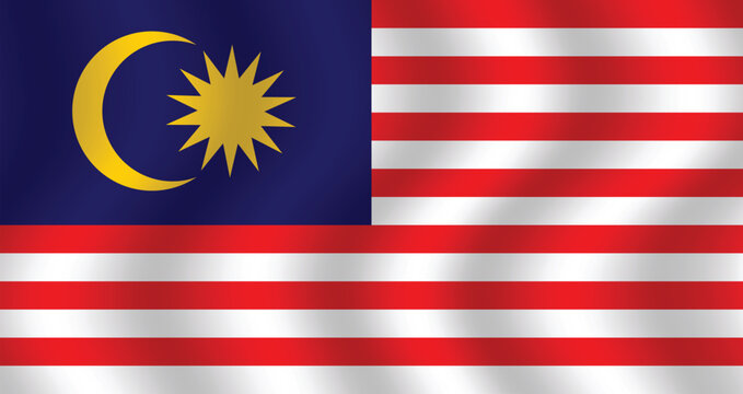 Flat Illustration of the Malaysia national flag. Malaysia flag design. Malaysia wave flag.
