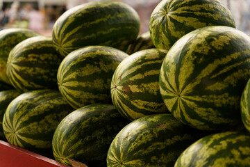 Piled Watermelons Ready for Sale