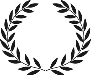 Laurel wreath victory icon collection.Winner award leaf logo.Black silhouette circular laurel foliate icon.