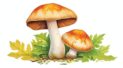 One monochrome boletus mushroom hand drawn sketch 