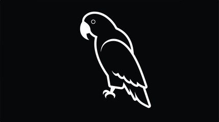 Simple parrot bird flat Icon black  sillouette icon