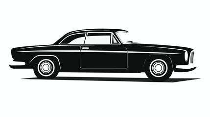 Simple Vector Design of a Car in Black  sillouette