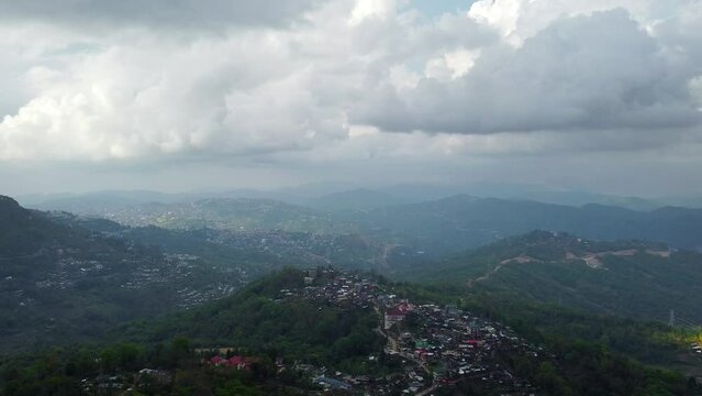 Aerial view of beautiful landscape view and mountain of Kohima village, nagaland in India