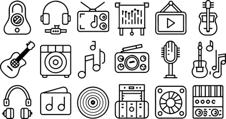 Music & Media icon in flat style