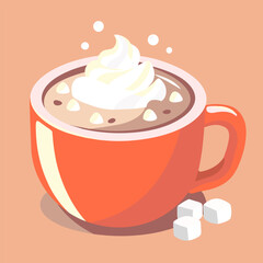Vector illustration: cup of cocoa with marshmallows