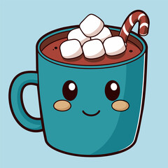 Hot espresso and marshmallows: vector illustration