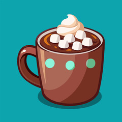 Comfortable morning: vector cup of cocoa with marshmallows