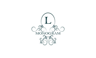 Elegant logo with initial L. Vintage monogram for business sign, fashion boutique, hotel brand. Vector illustration