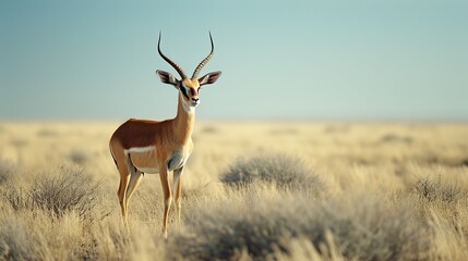 Rare Hirola Antelope in Kenyan Savanna - obrazy, fototapety, plakaty