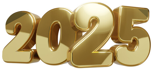 2025 dourado com fundo transparente