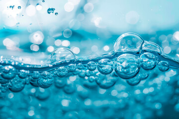effervescent water background with bubbles. Close up