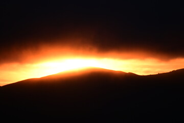 sunset over the mountains