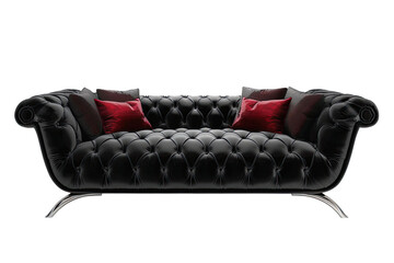 Black Sofa. Modern furniture isolated on transparent Background