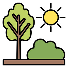 spring icons line, solid, and color