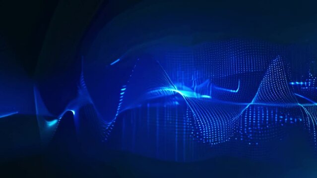Dark blue light oscillating sound waves Abstract technology