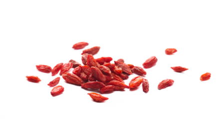 Dried goji berry pile isolated on white