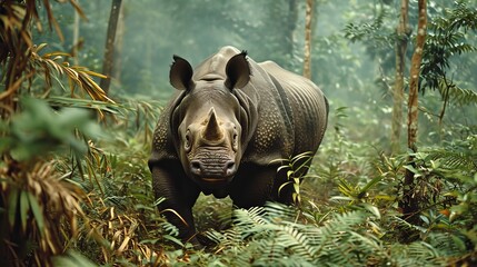 Rare Javan Rhinoceros in Ujung Kulon National Park