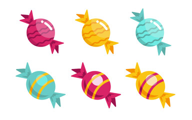 Set of candy illustrations on a white background for print, wall art, wallpaper, books, website, decoration