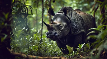 Fotobehang Rare Javan Rhinoceros in Ujung Kulon National Park © Andreas