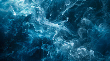 A visualization of ethereal smoke swirls, with an abyss of darkness as the background, in a dimension of mystic vapors