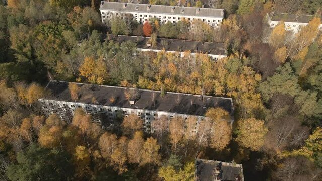 Old Abandoned Buildings In Ghost Town Pripyat, Ukraine - Chernobyl Disaster Exclusion Zone
