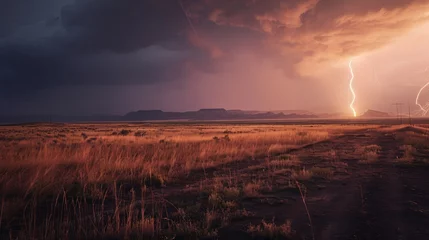 Foto op Plexiglas Vulnerable landscape during lightning storm © Andreas