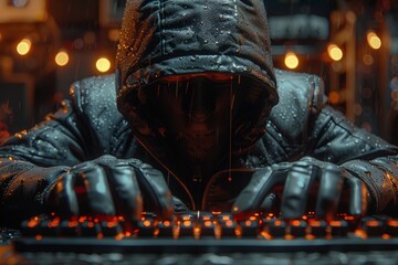 Man in Hooded Jacket Typing on Keyboard