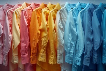 Row of Shirts Hanging on Rack