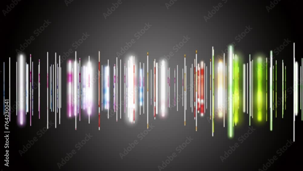 Aufkleber futuristic video animation with glowing stripe objects in slow motion, 4096x2304 loop 4k